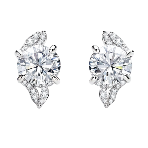 Petal and Round Diamond Stud Earring