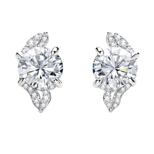 Petal and Round Diamond Stud Earring