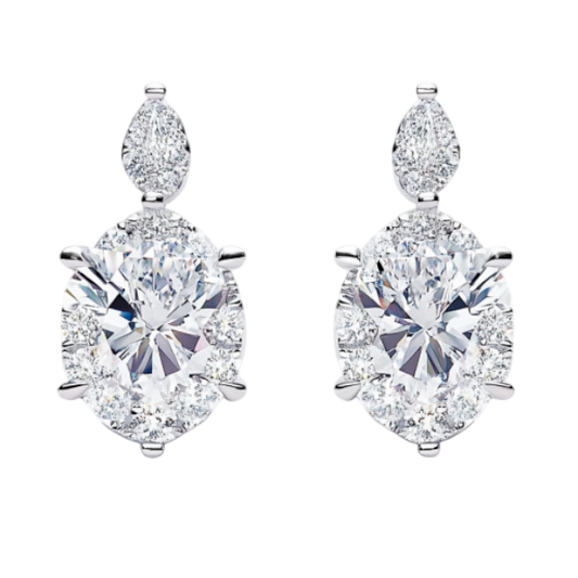 Oval and Pear Diamond Stud Earring