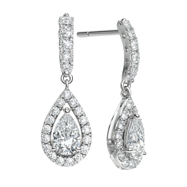 Drop Round and Pear Diamond Earring