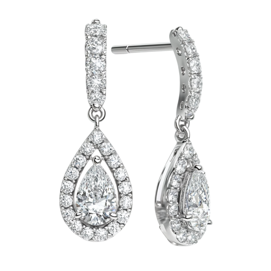 Drop Round and Pear Diamond Earring