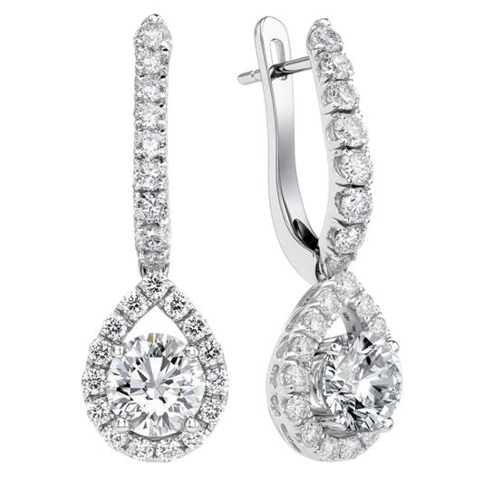 Drop Round Diamond Earring