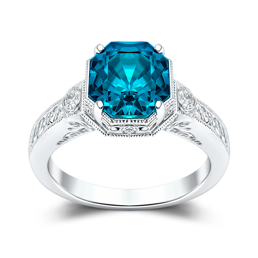 2.18 Carat Rare Vivid Blue Diamond Engagement Ring in Platinum.