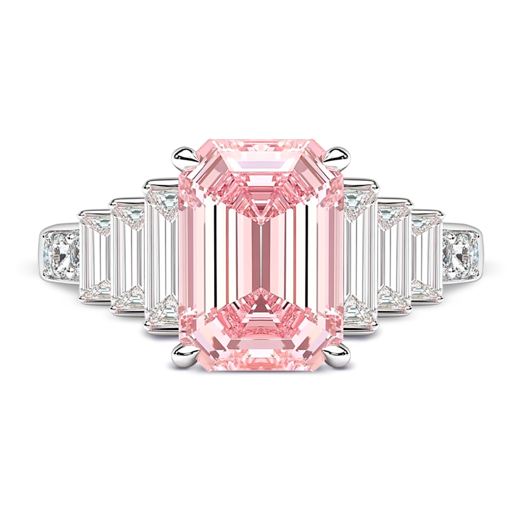 1.58 Carat Emerald Pink Diamond with VS Diamond Accents in 14K White Gold.