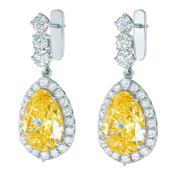 Sparkling Yellow Diamond Drop Earrings