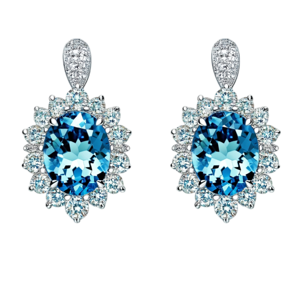 Blue Flower Diamond Earring