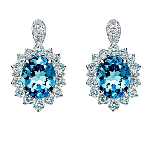 Blue Flower Diamond Earring