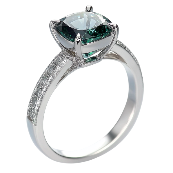 Gemstone Cushion Diamond Ring