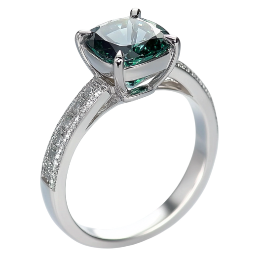 Gemstone Cushion Diamond Ring