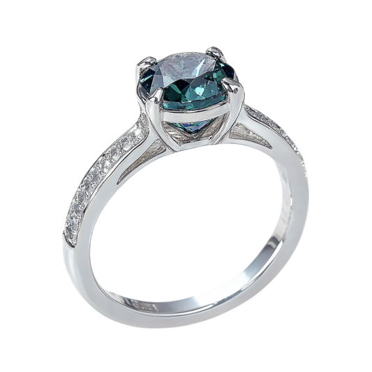 Gemstone Side Diamonds Ring