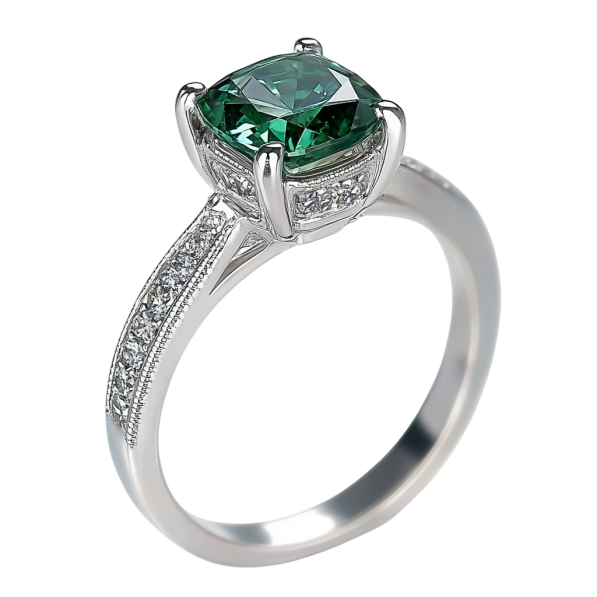 Green Halo Cushion Diamond