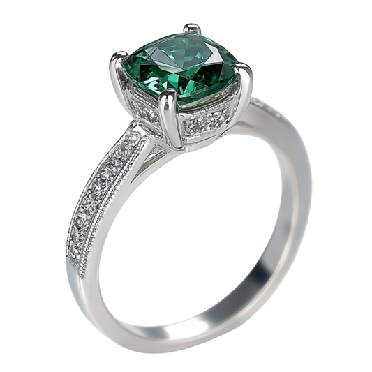 Green Halo Cushion Diamond