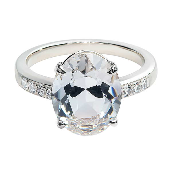 Oval Solitaire Diamond Side Ring