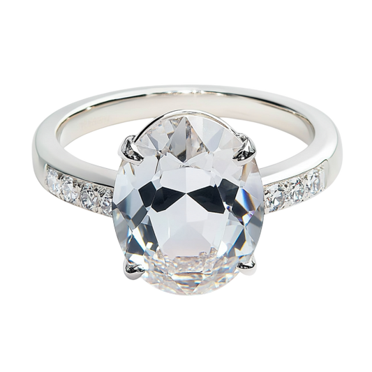 Oval Solitaire Diamond Side Ring