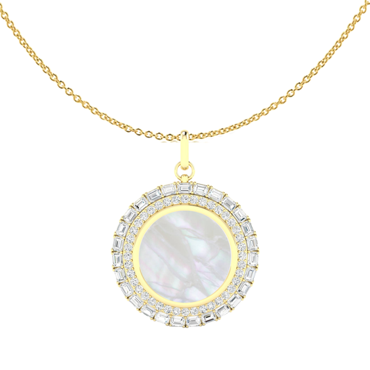 Mother of Pearl Emerald and Round Pendant