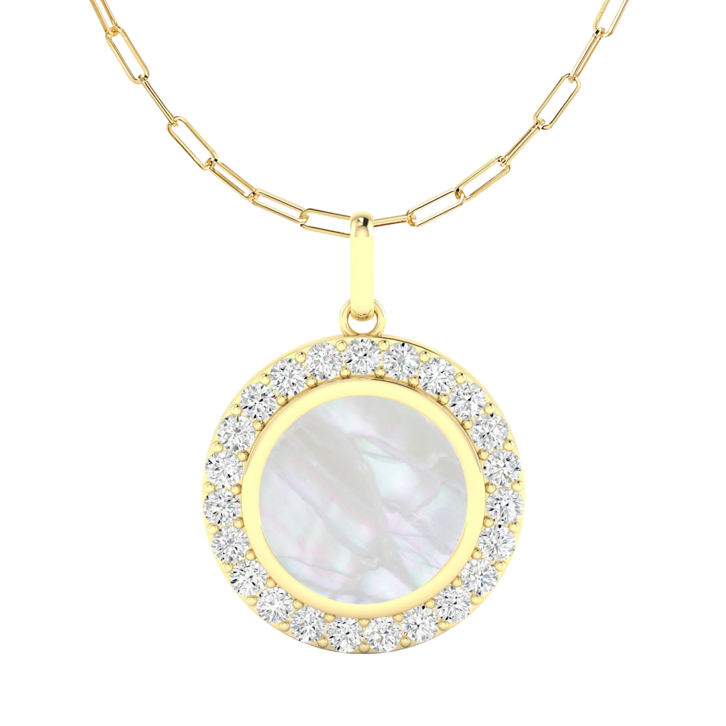 Mother of Pearl Diamond Disc Pendant