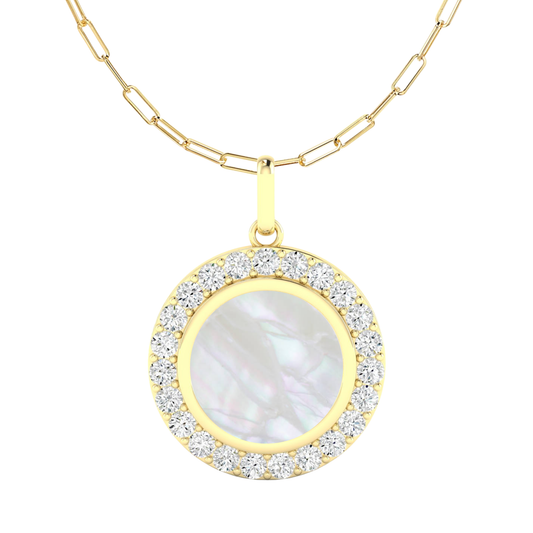 Mother of Pearl Diamond Disc Pendant