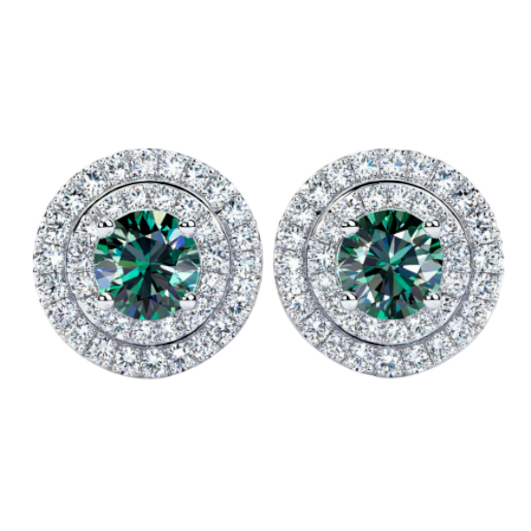 Green Round Pavel Diamond Earring