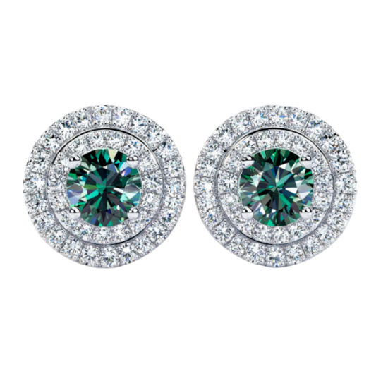 Green Round Pavel Diamond Earring