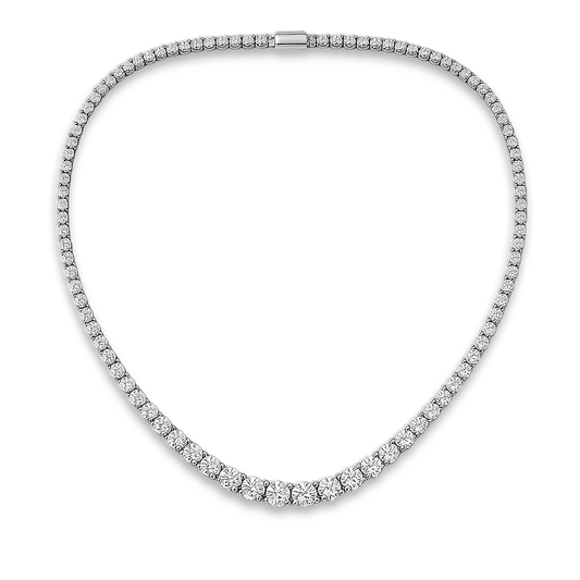 Eternal Sparkle Round Brilliant Diamond Tennis Necklace in 14K White Gold.