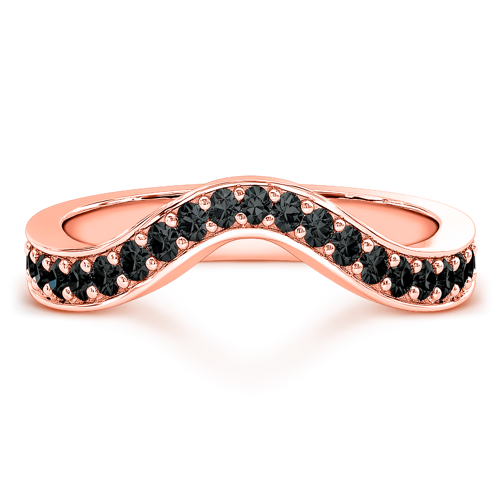 0.29 Carat Black Diamond Curved Wedding Band in 18K Rose Gold.