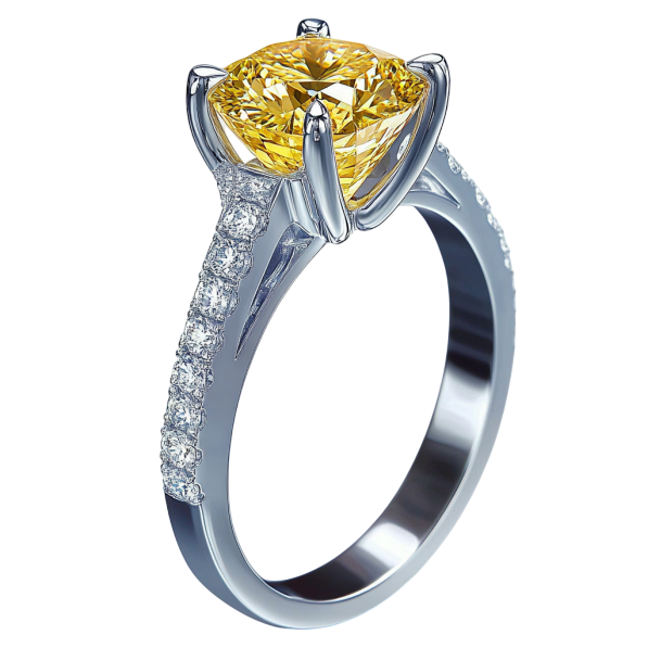 Yellow Cushion Solitaire