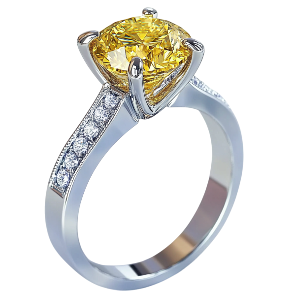 Yellow Round Side Diamond