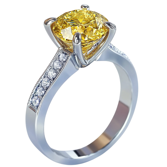 Yellow Round Side Diamond