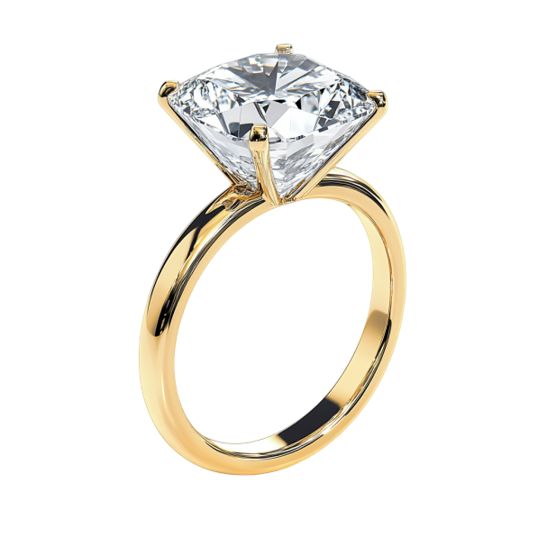 Yellow Gold Cushion Solitaire Ring