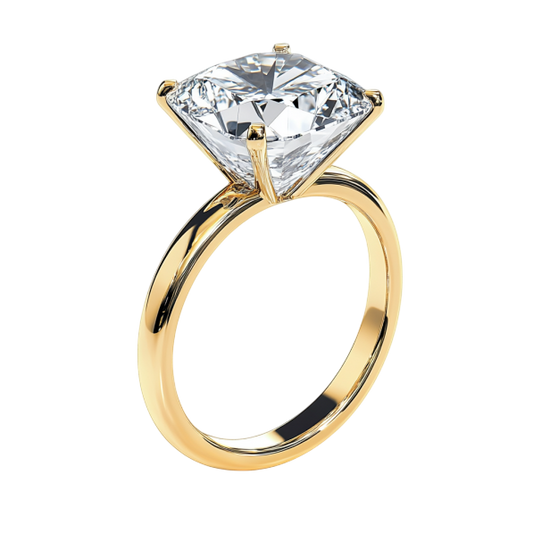 Yellow Gold Cushion Solitaire Ring