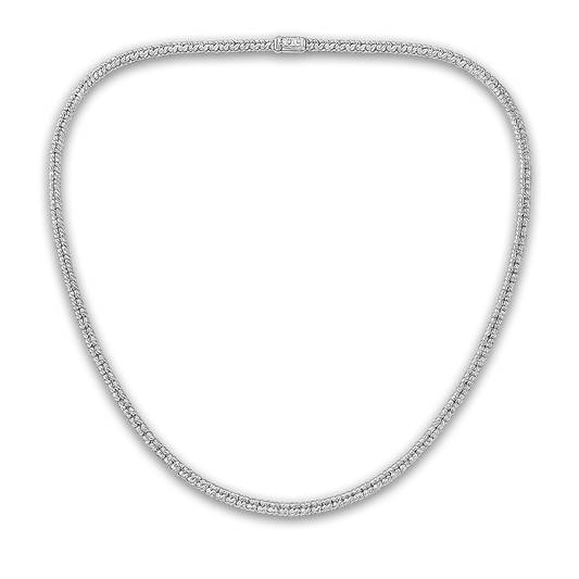Diamond Half Tennis Necklace with a Three-Prong Setting